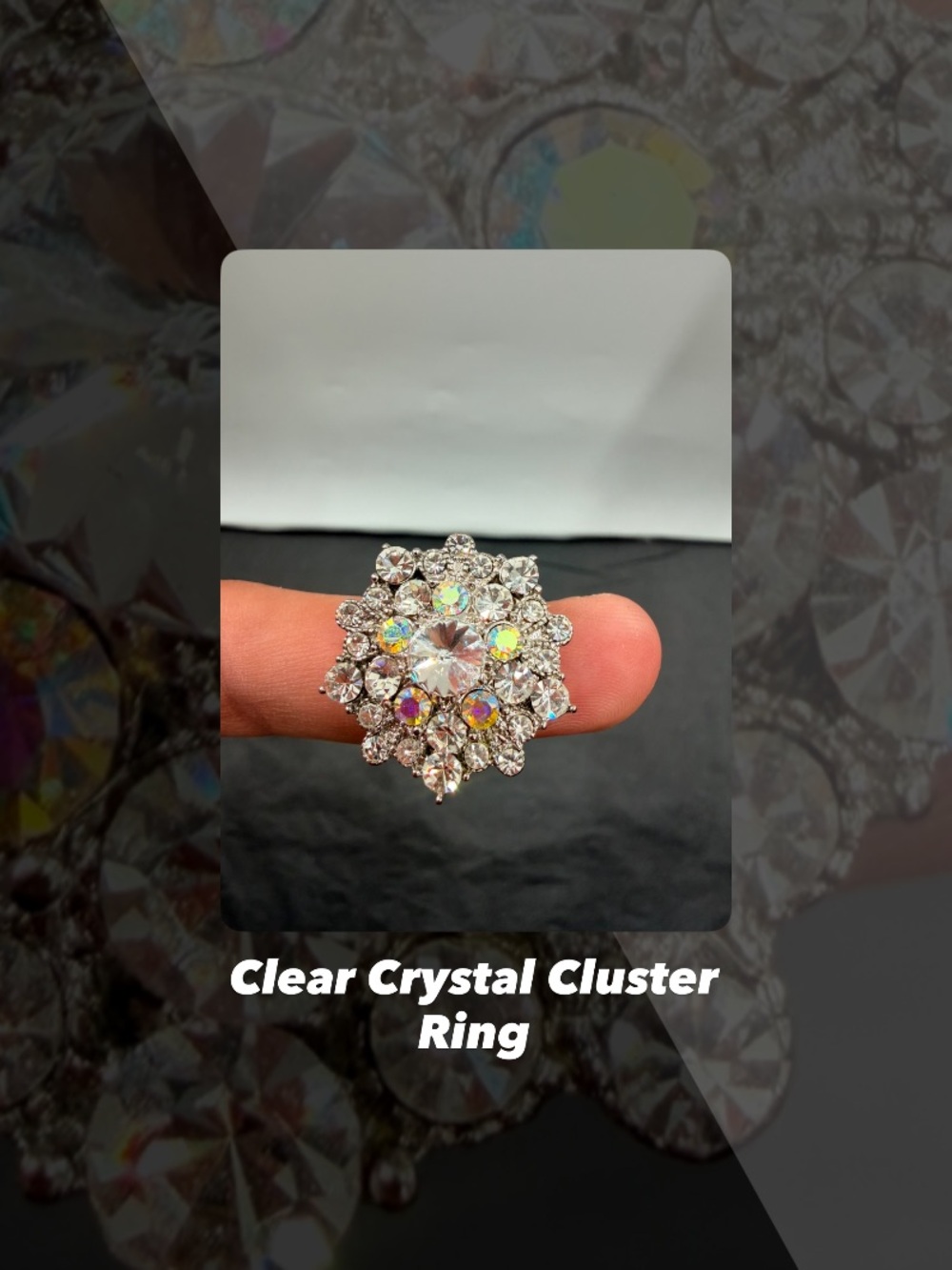 NWOT Clear Crystal Cluster Ring